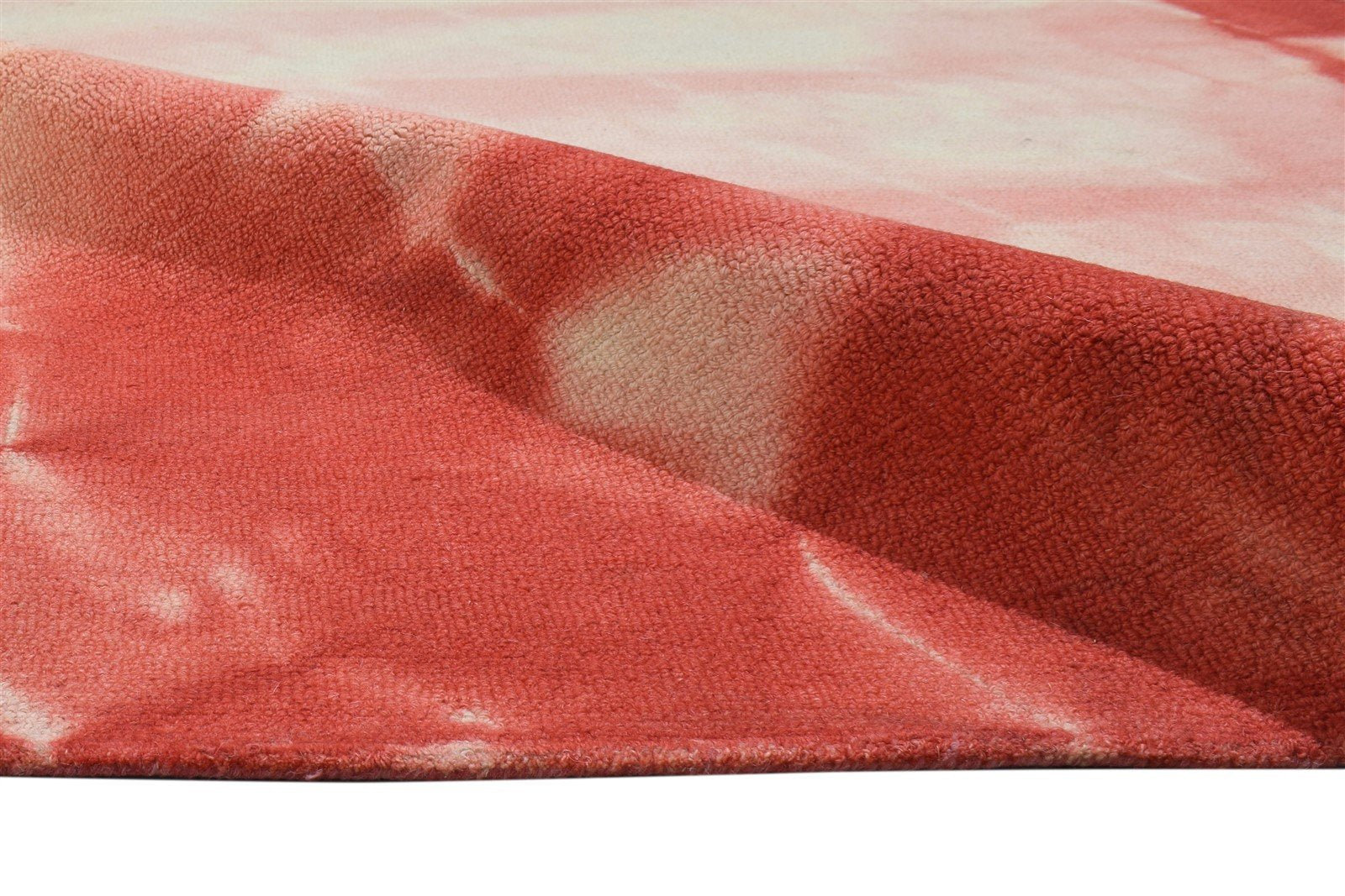 Red Wool Rug 5' X 8' Modern Hand Tufted Shibori Tie Dye Room Size Carpet 