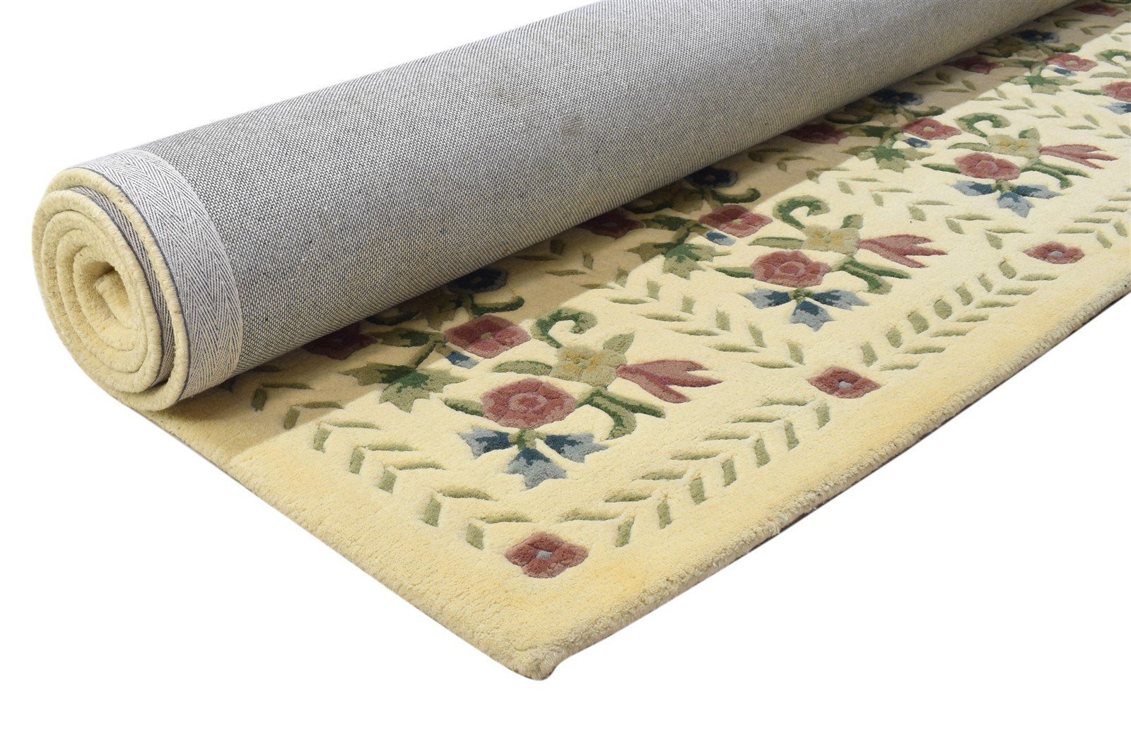 6' X 9' Rug Wool Cream Modern Hand Tufted French Floral Room Size Carpet 