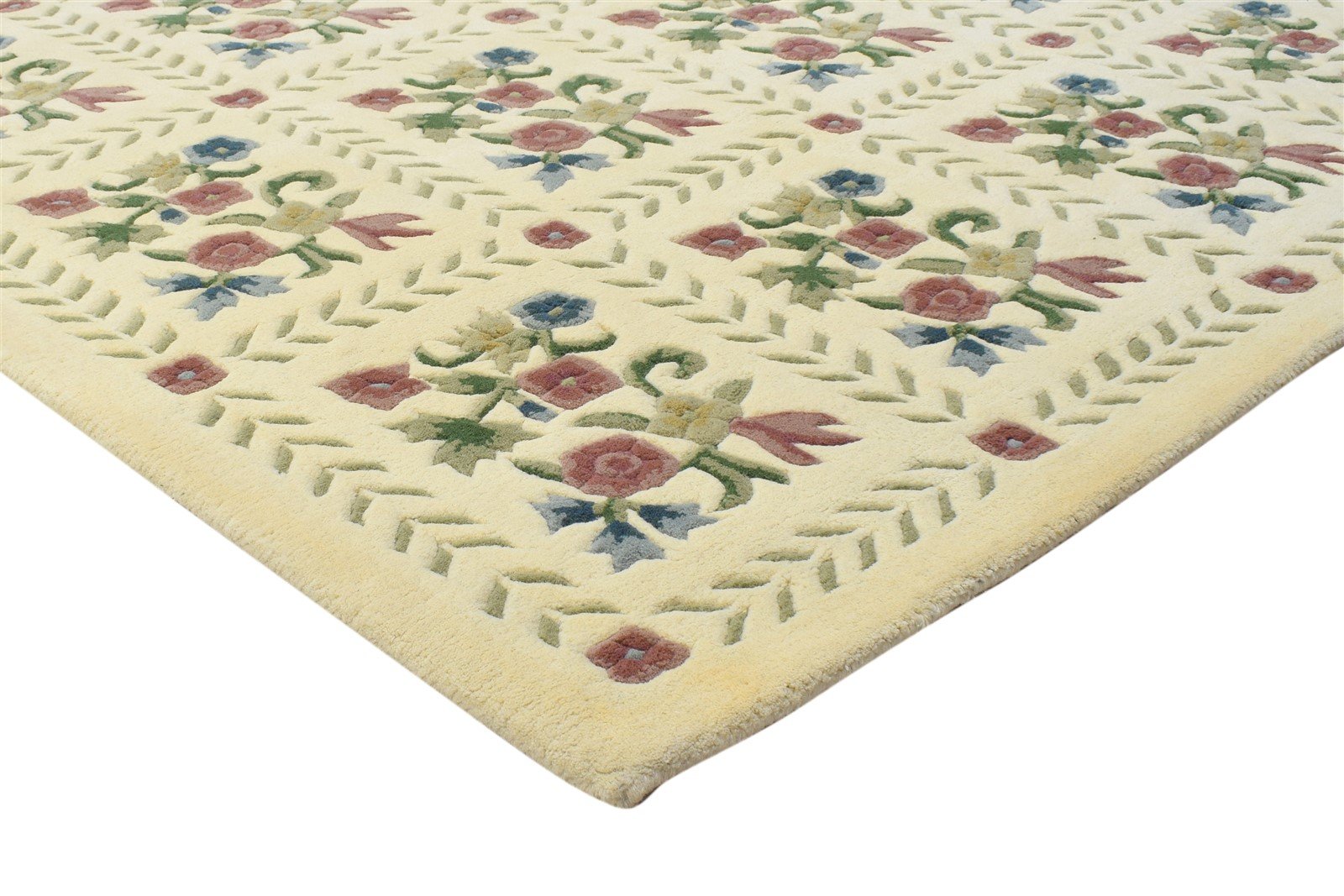 6' X 9' Rug Wool Cream Modern Hand Tufted French Floral Room Size Carpet 