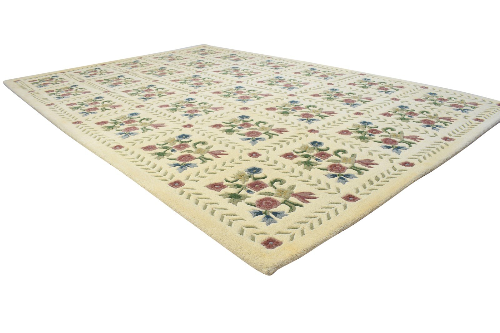 6' X 9' Rug Wool Cream Modern Hand Tufted French Floral Room Size Carpet 