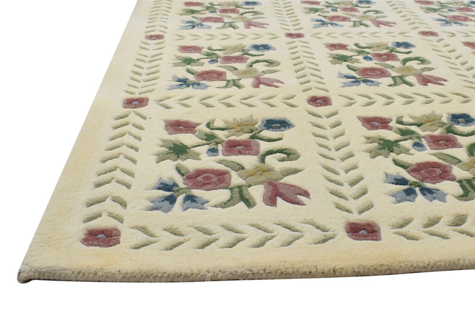 6' X 9' Rug Wool Cream Modern Hand Tufted French Floral Room Size Carpet 