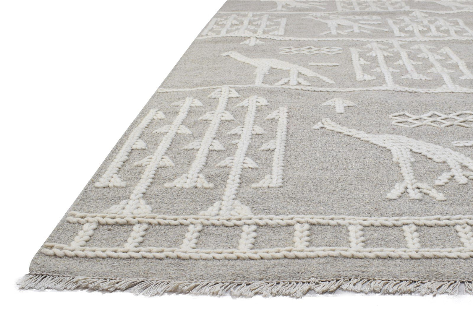 Dhurrie Sand Wool Rug 5' X 8' Modern Moroccan Arrow Room Size Carpet 