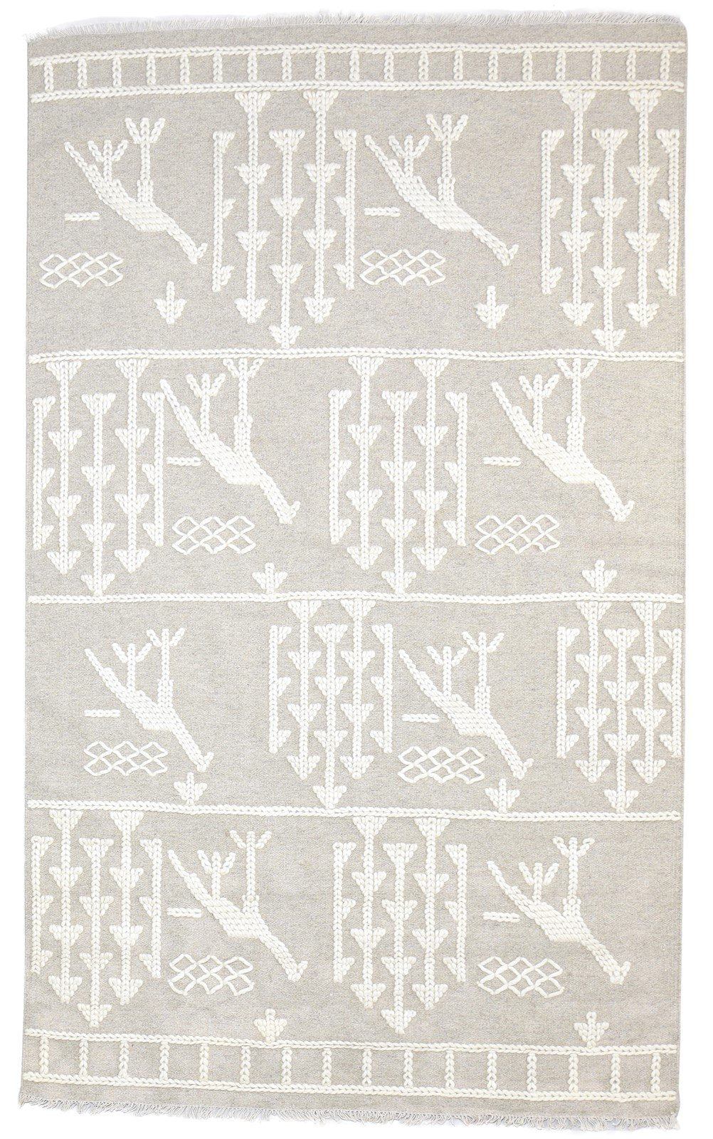 Dhurrie Sand Wool Rug 5' X 8' Modern Moroccan Arrow Room Size Carpet 