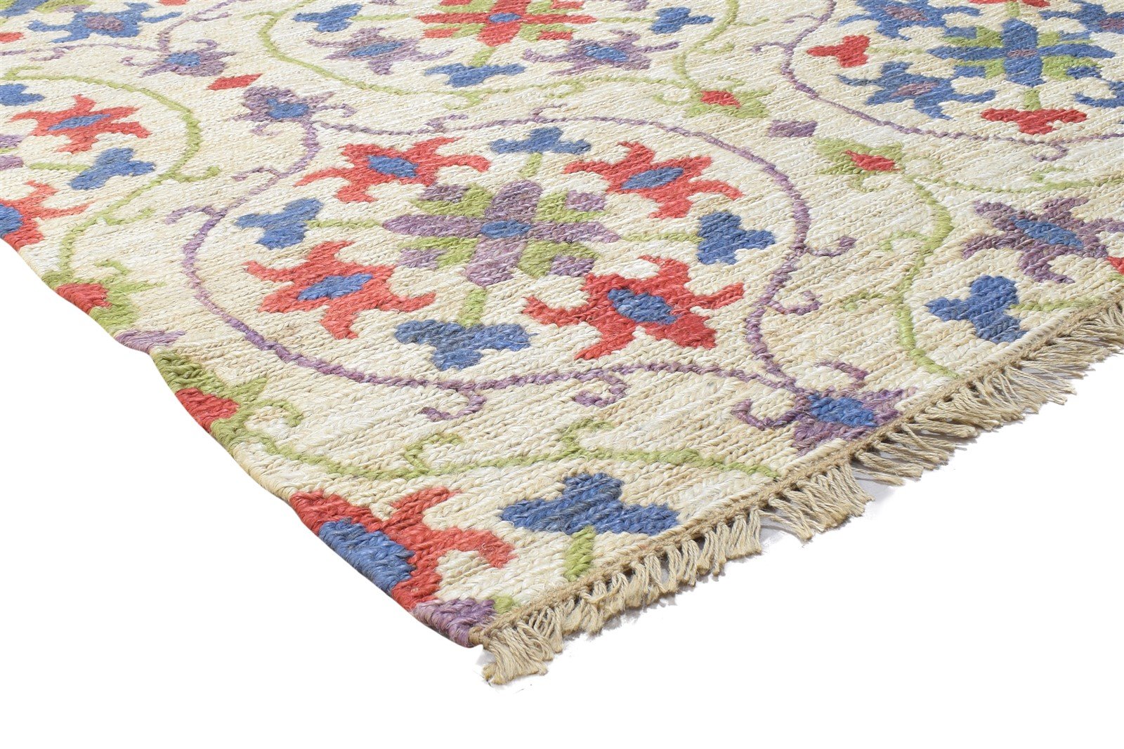 Jute Multi Color Rug 5' X 8' Modern Dhurrie Bohemian Damask Room Size Carpet 