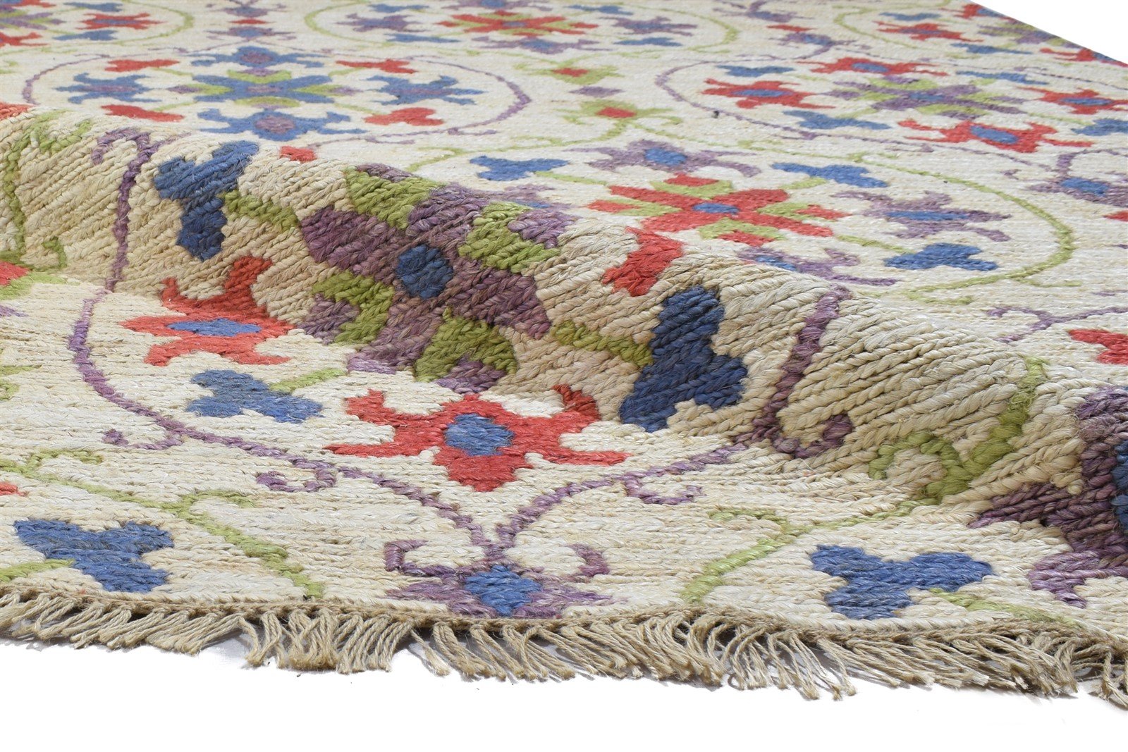 Jute Multi Color Rug 5' X 8' Modern Dhurrie Bohemian Damask Room Size Carpet 