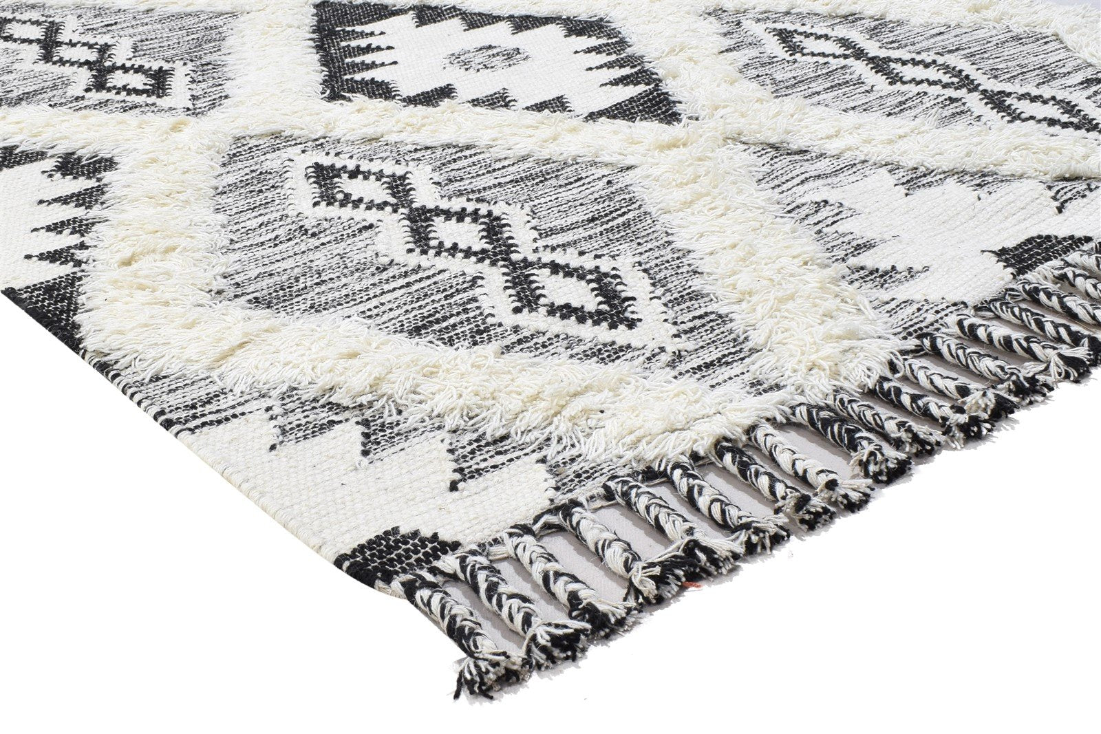 5' X 8' Rug Wool Charcoal Modern Dhurrie Scandinavian Diamond Room Size Carpet 