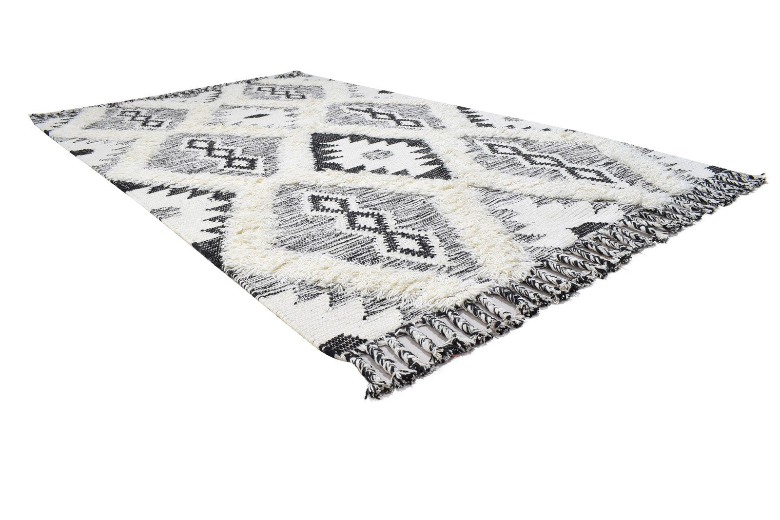 5' X 8' Rug Wool Charcoal Modern Dhurrie Scandinavian Diamond Room Size Carpet 