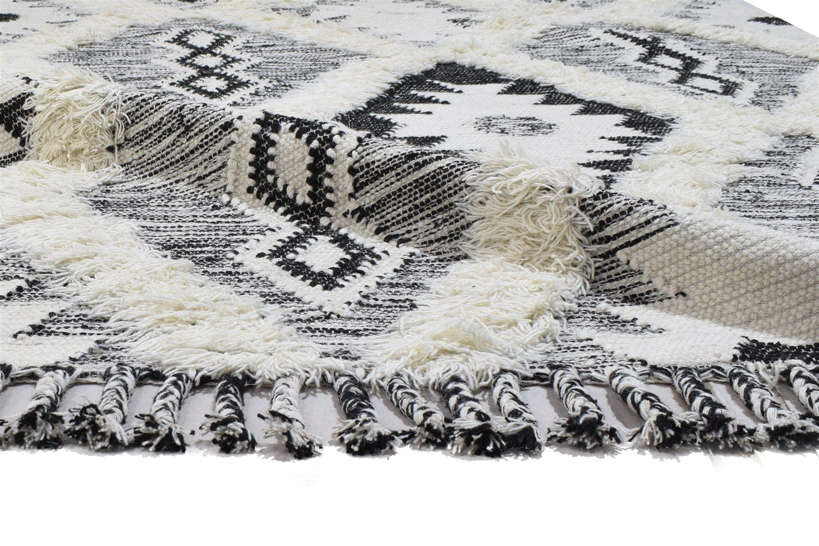 5' X 8' Rug Wool Charcoal Modern Dhurrie Scandinavian Diamond Room Size Carpet 