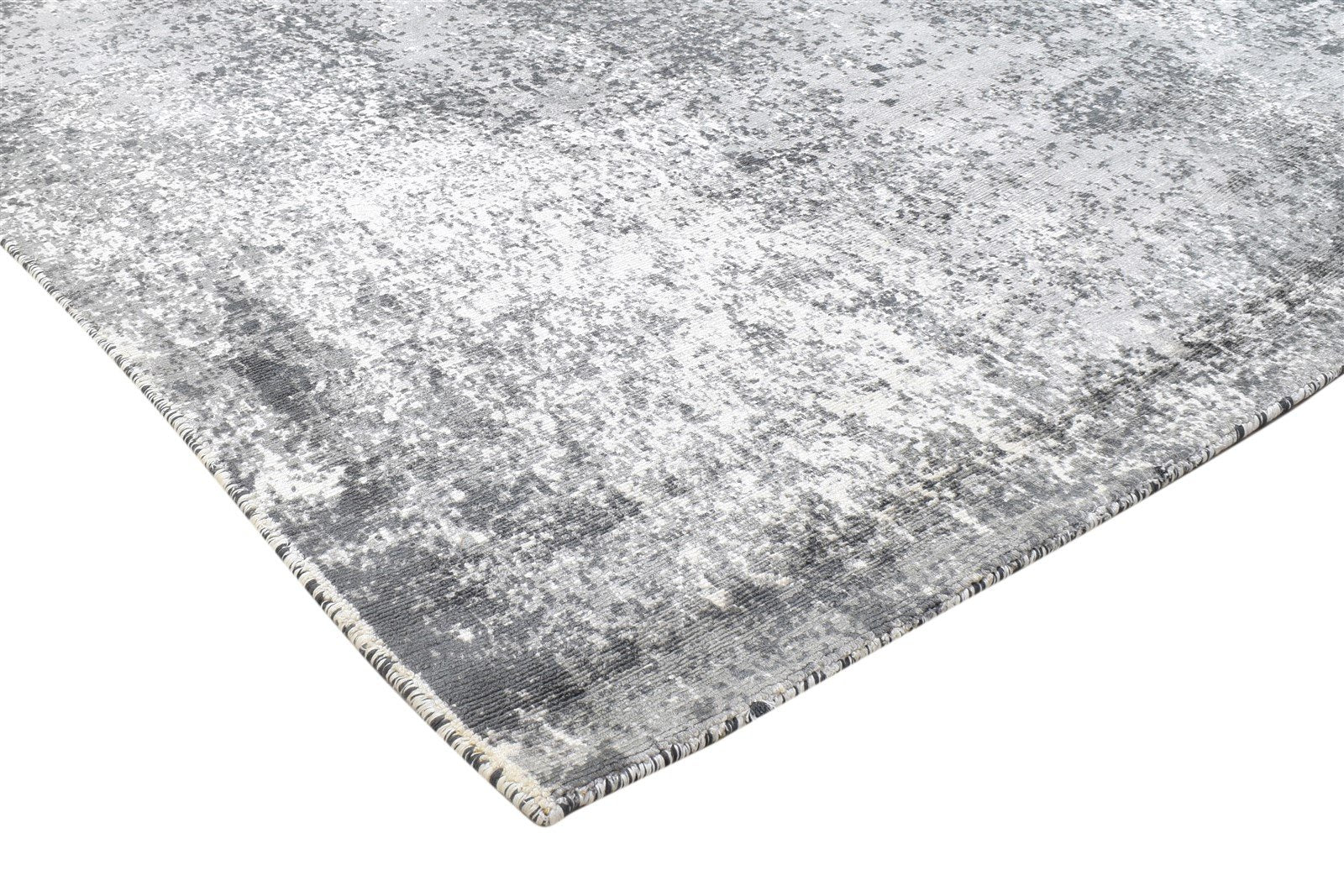 Wool / Silk Charcoal Rug 5X6 Modern Handloom Indian Abstract Room Size Carpet 