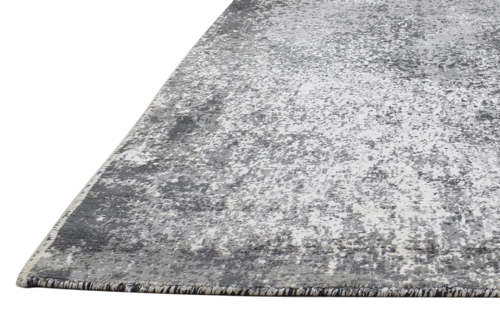 Wool / Silk Charcoal Rug 5X6 Modern Handloom Indian Abstract Room Size Carpet 