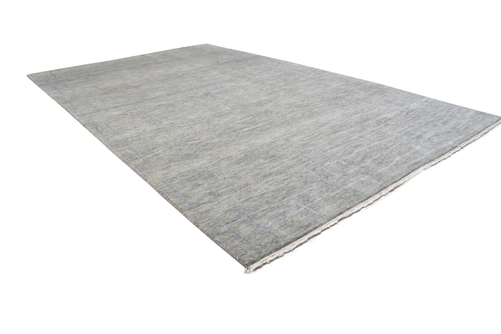 Hand Knotted Grey Wool / Silk Rug 5X8 Modern Scandinavian Abstract Room Size 