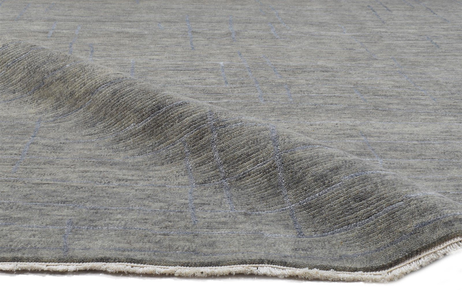 Hand Knotted Grey Wool / Silk Rug 5X8 Modern Scandinavian Abstract Room Size 