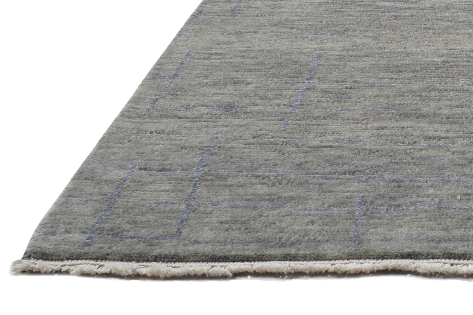 Hand Knotted Grey Wool / Silk Rug 5X8 Modern Scandinavian Abstract Room Size 