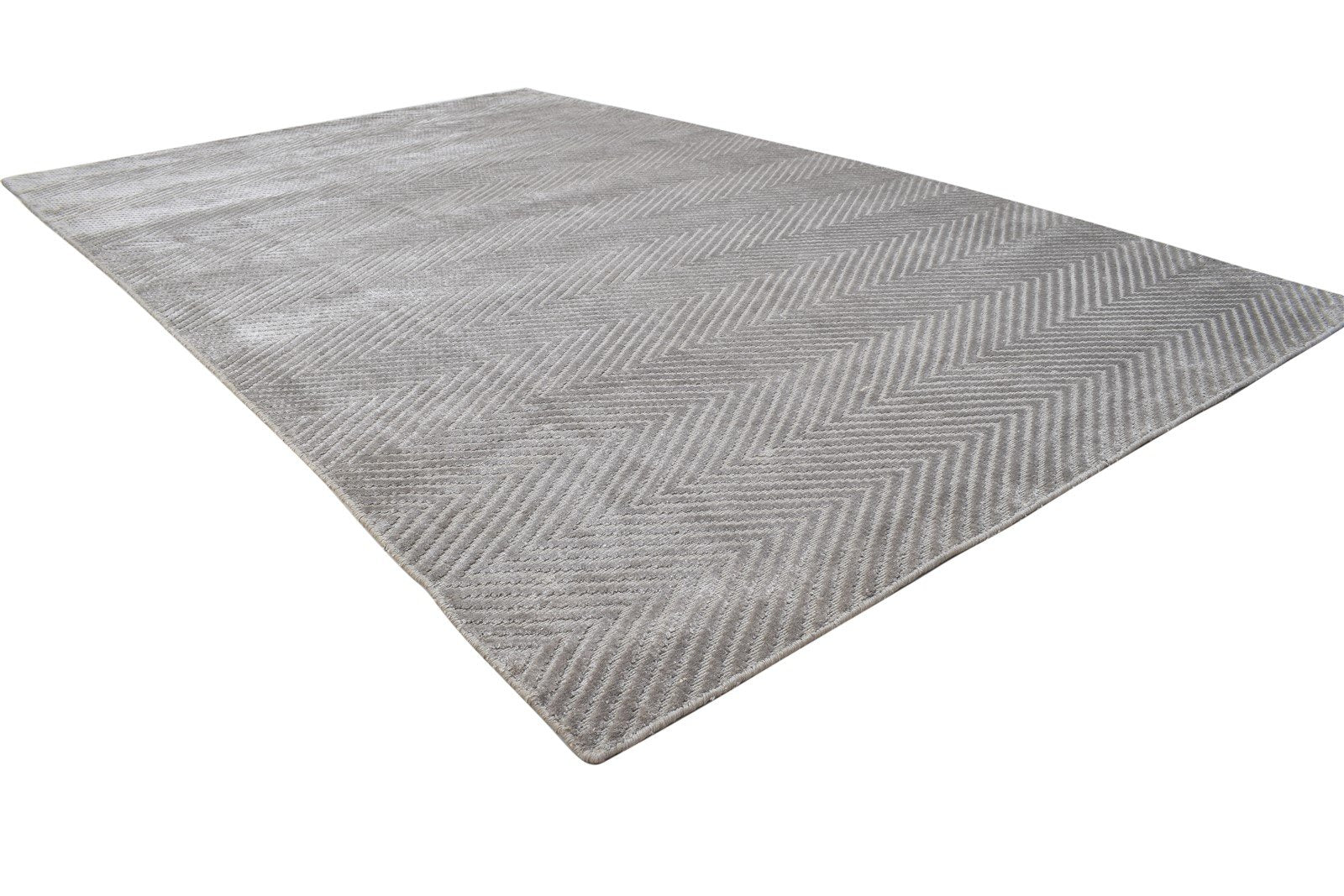 Grey Silk Rug 5' X 8' Modern Handloom Scandinavian Diamond Room Size Carpet 