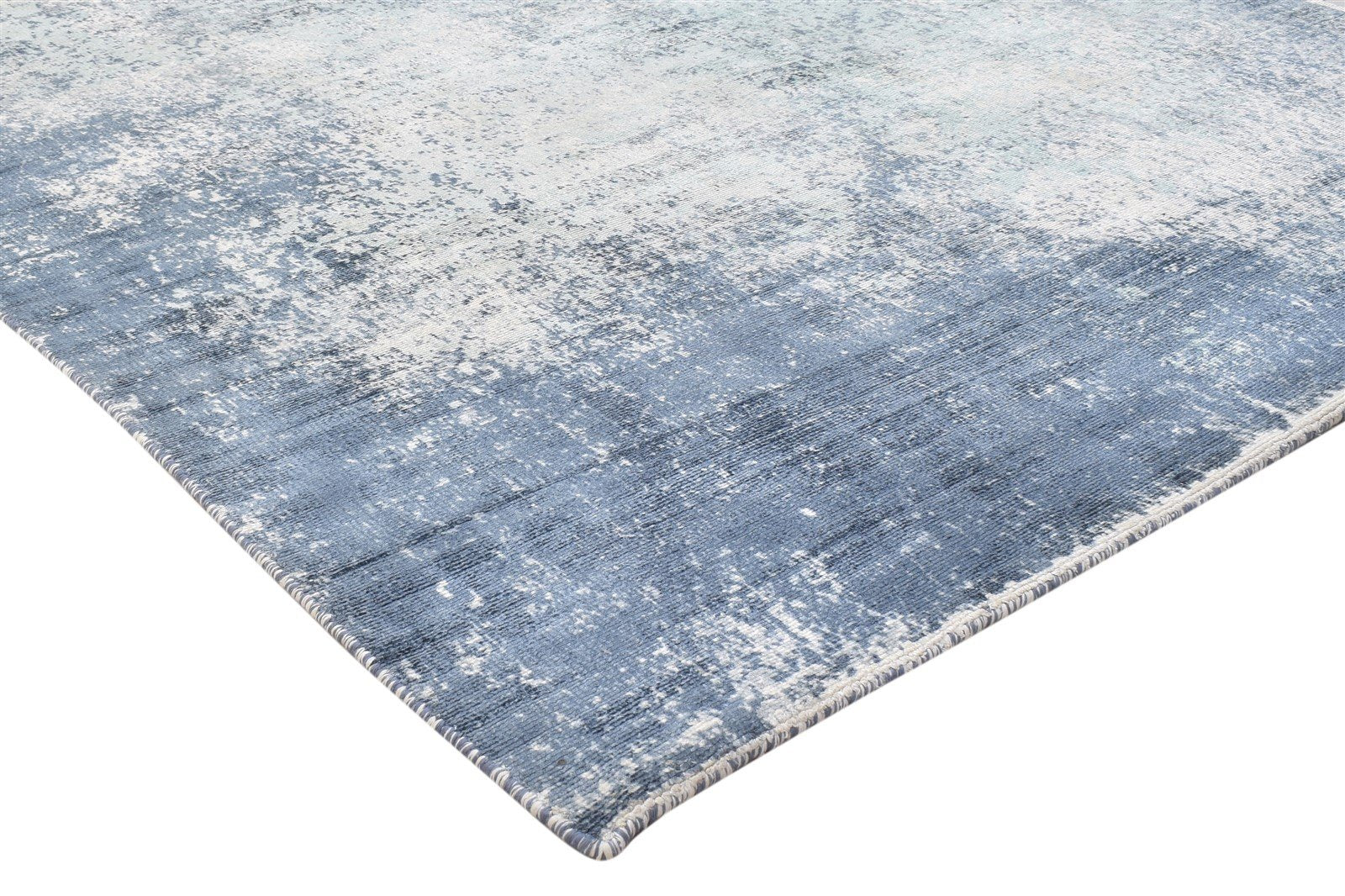 Silk Blue Rug 5' X 7' Modern Handloom Indian Abstract Room Size Carpet 