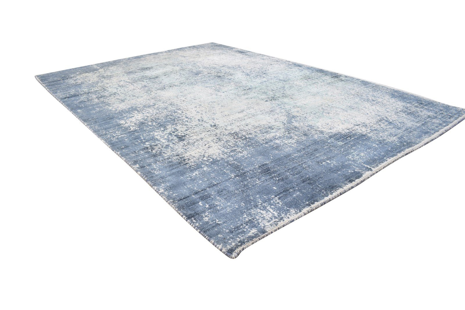 Silk Blue Rug 5' X 7' Modern Handloom Indian Abstract Room Size Carpet 