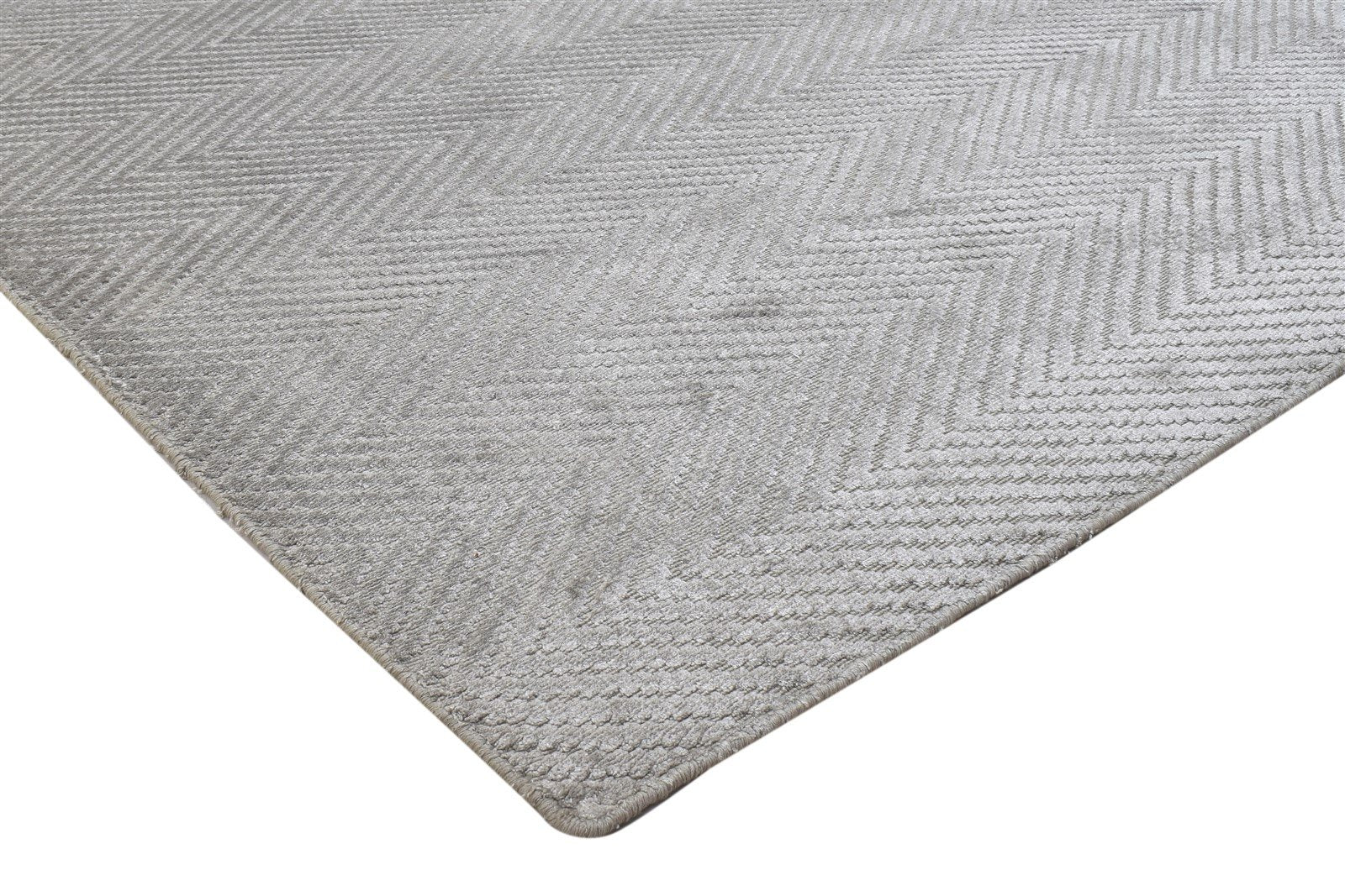 Handloom Grey Silk Rug 5' X 8' Modern Scandinavian Diamond Room Size Carpet 