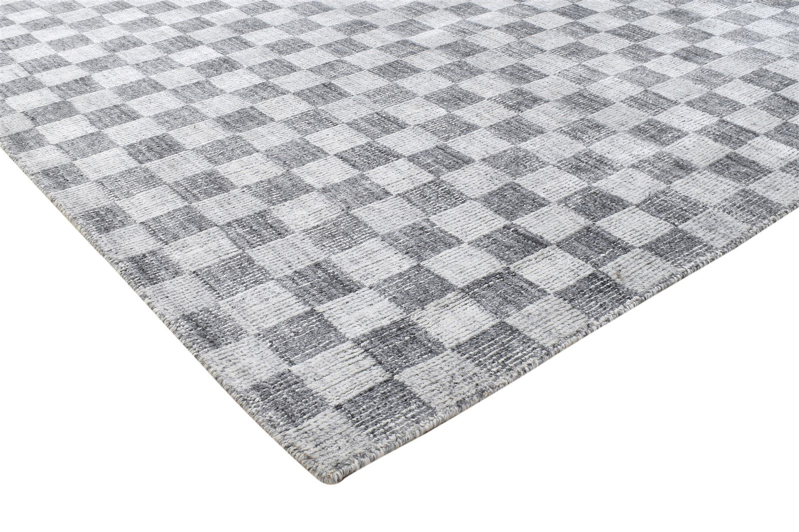 Wool / Silk Grey Rug 5X8 Modern Handloom Scandinavian Geometric Room Size 