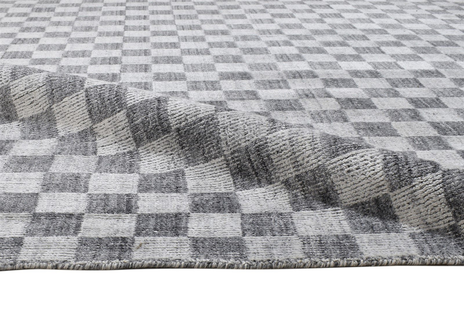 Wool / Silk Grey Rug 5X8 Modern Handloom Scandinavian Geometric Room Size 