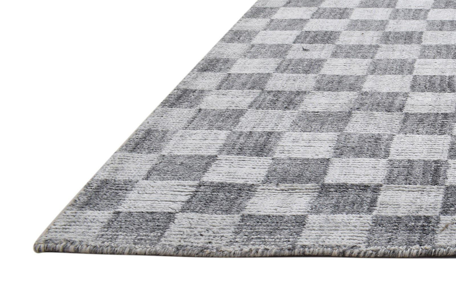 Wool / Silk Grey Rug 5X8 Modern Handloom Scandinavian Geometric Room Size 