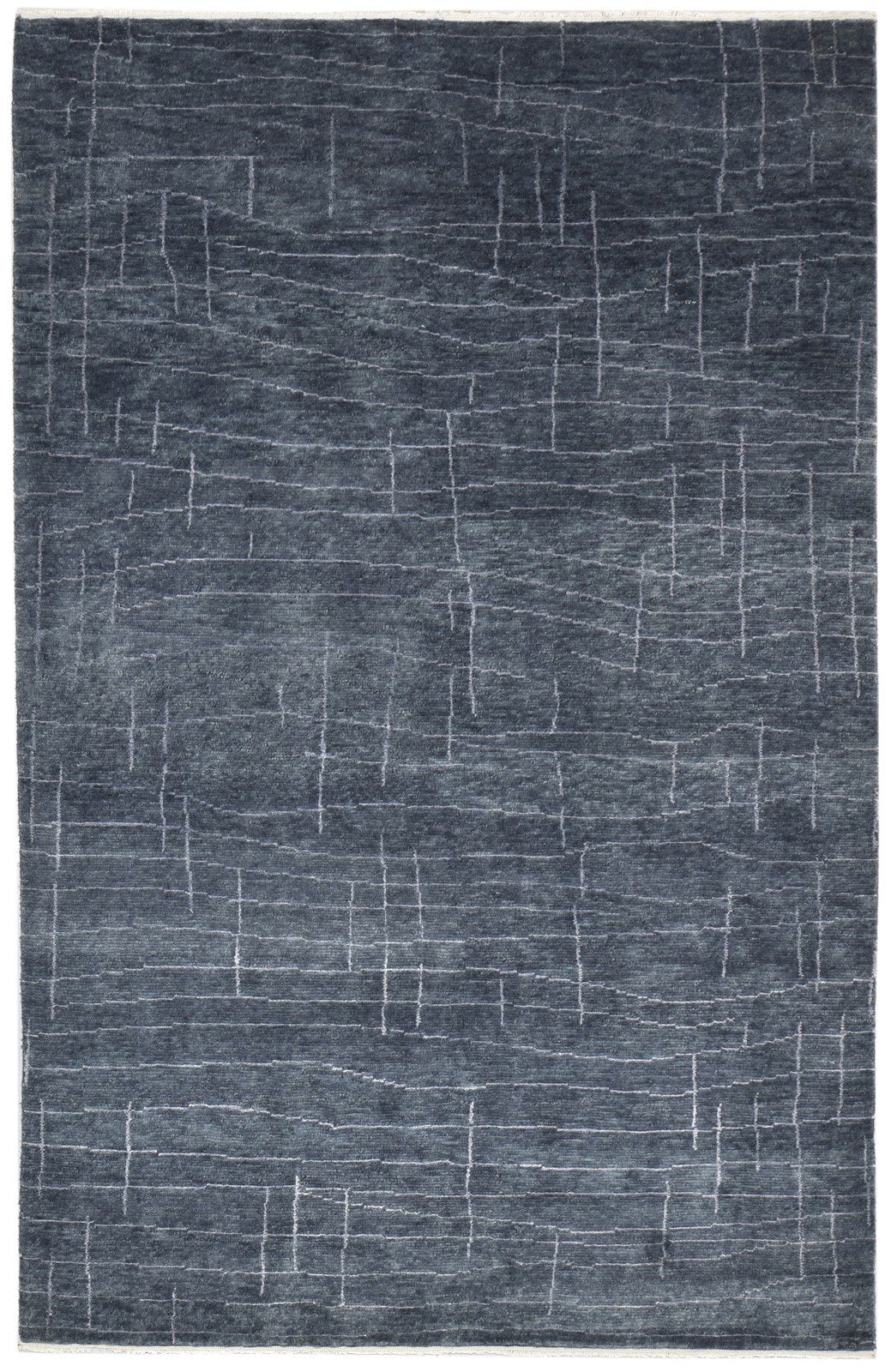 Wool / Art Silk Charcoal Rug 5X8 Modern Hand Knotted Scandinavian Abstract Room Size 