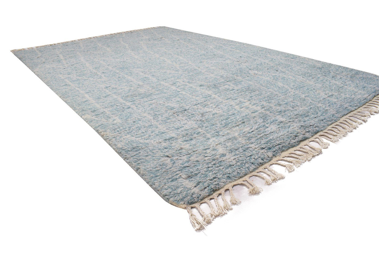 Wool Blue Rug 5' X 8' Modern Hand Knotted Moroccan Abstract Room Size Carpet 