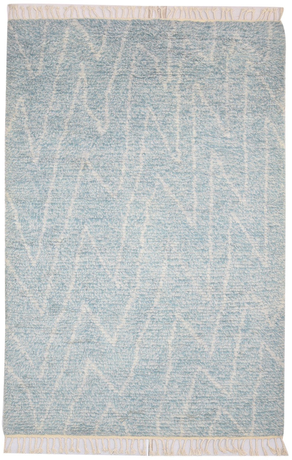 Wool Blue Rug 5' X 8' Modern Hand Knotted Moroccan Abstract Room Size Carpet 