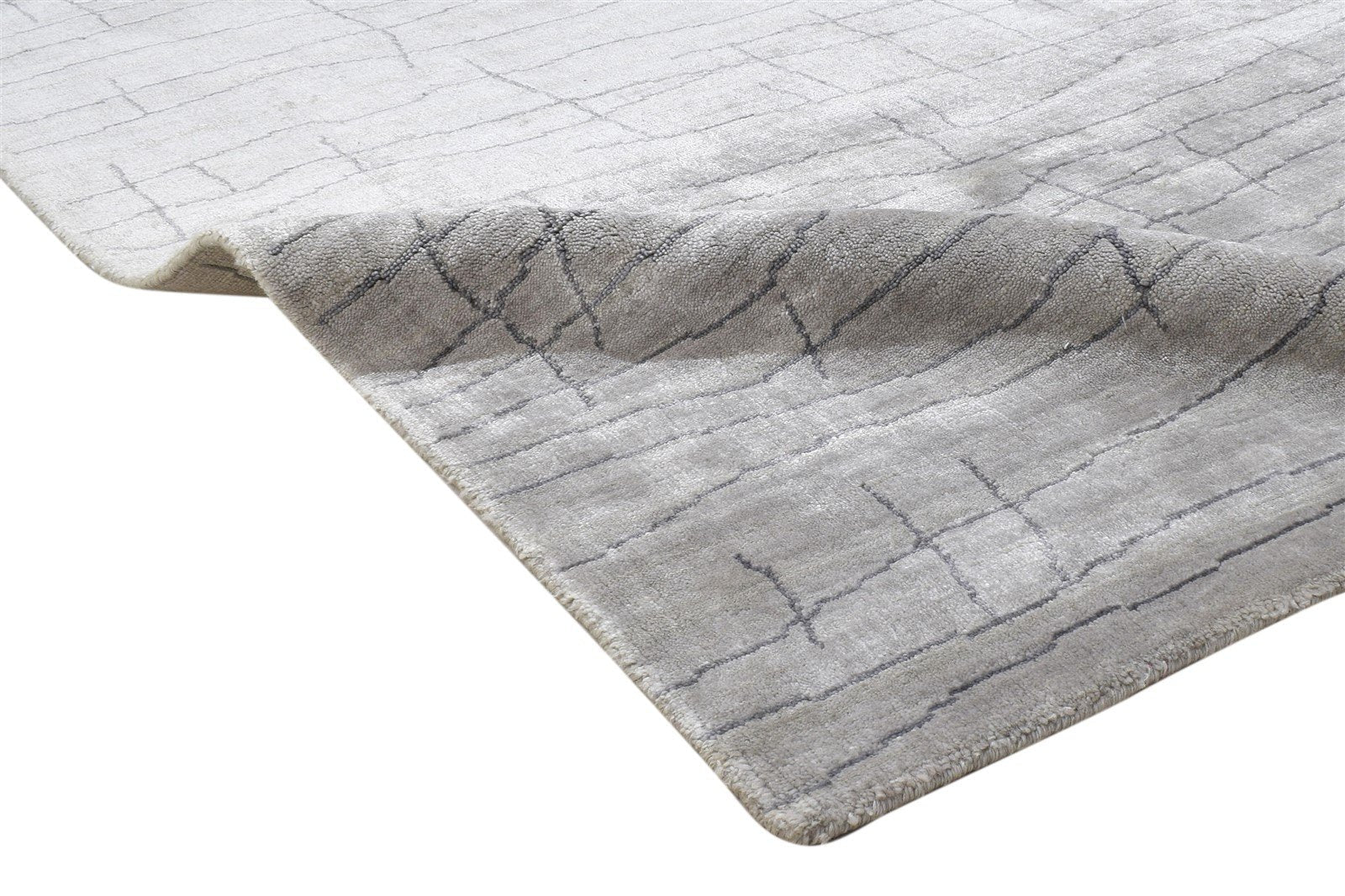 Grey Silk Rug 5' X 6' Modern Handloom Scandinavian Abstract Room Size Carpet 