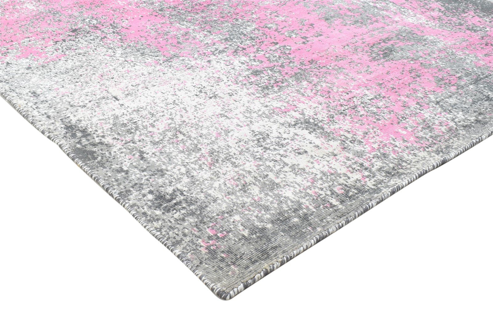 Pink Silk Rug 4' X 6' Modern Handloom Indian Abstract Room Size Carpet 