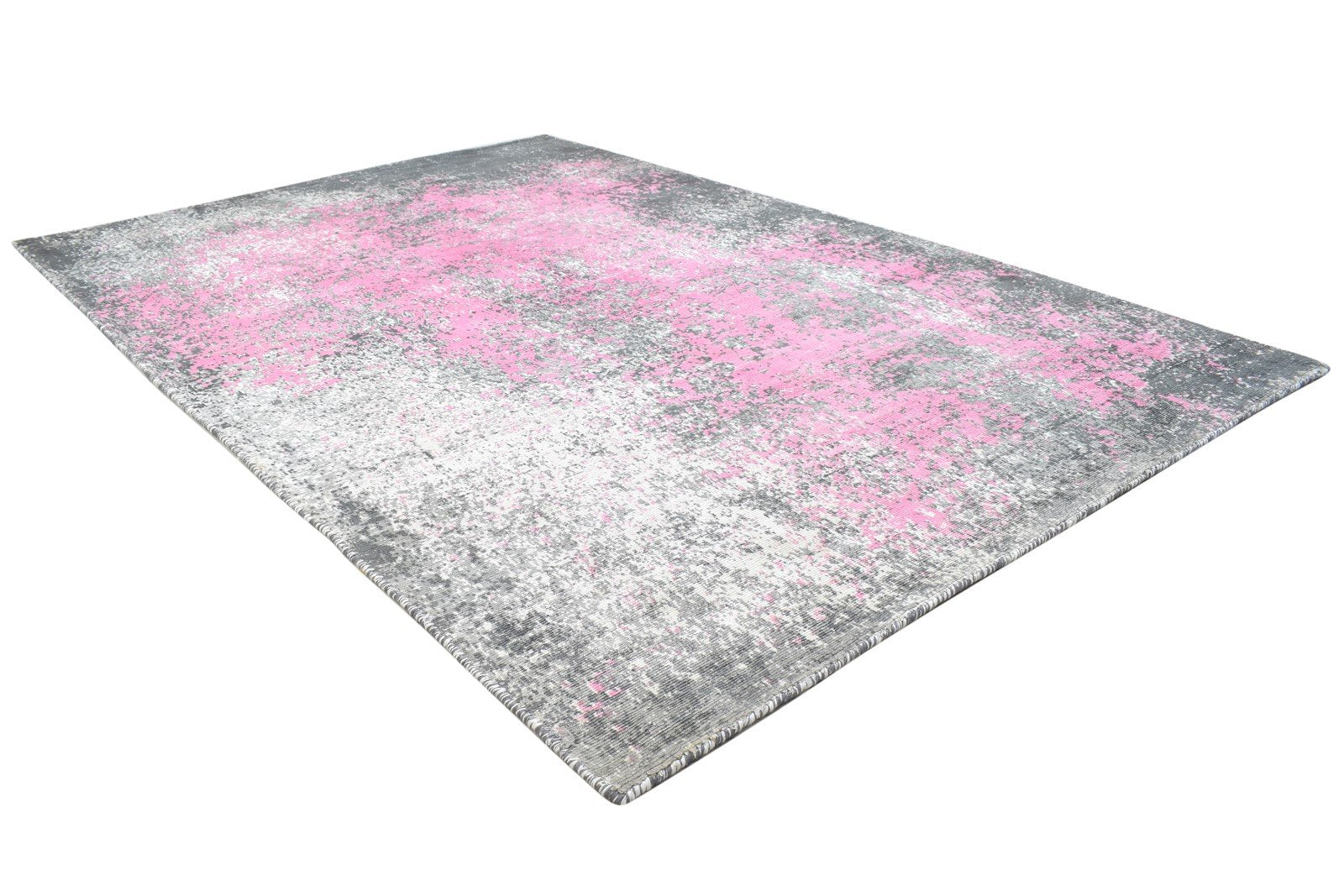 Pink Silk Rug 4' X 6' Modern Handloom Indian Abstract Room Size Carpet 