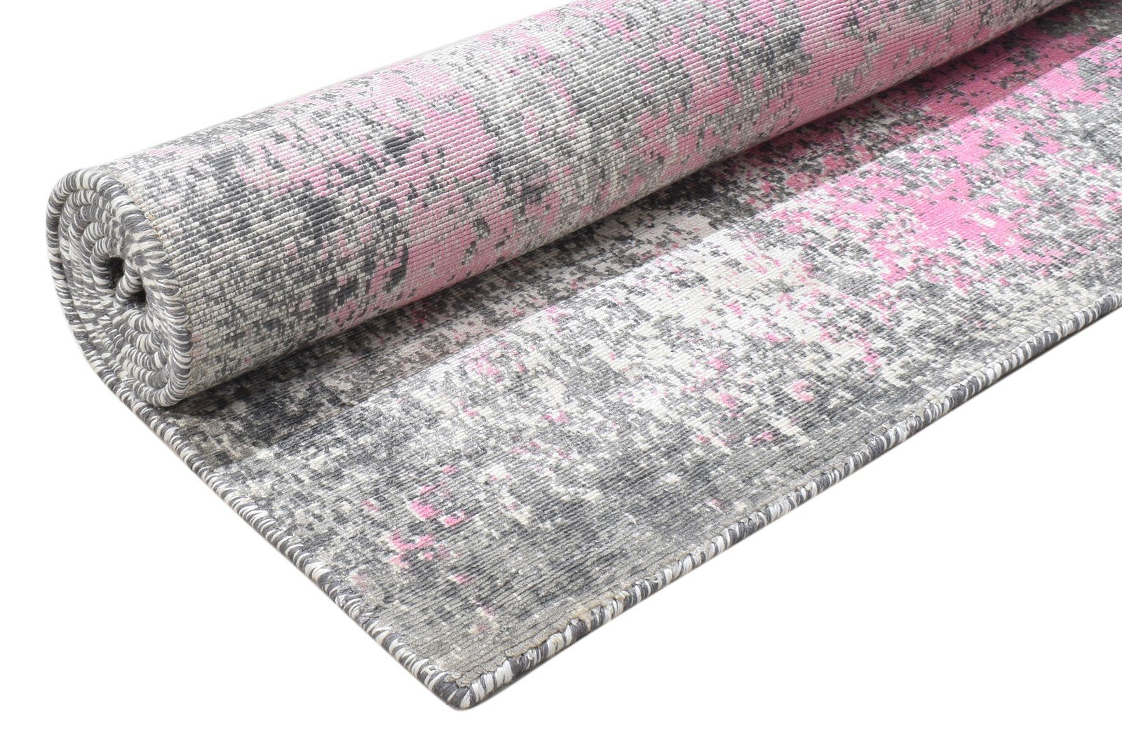 Pink Silk Rug 4' X 6' Modern Handloom Indian Abstract Room Size Carpet 