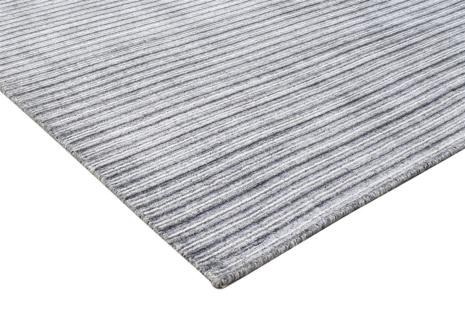 Silk Charcoal Rug 4' X 6' Modern Handloom Scandinavian Striped Room Size Carpet 