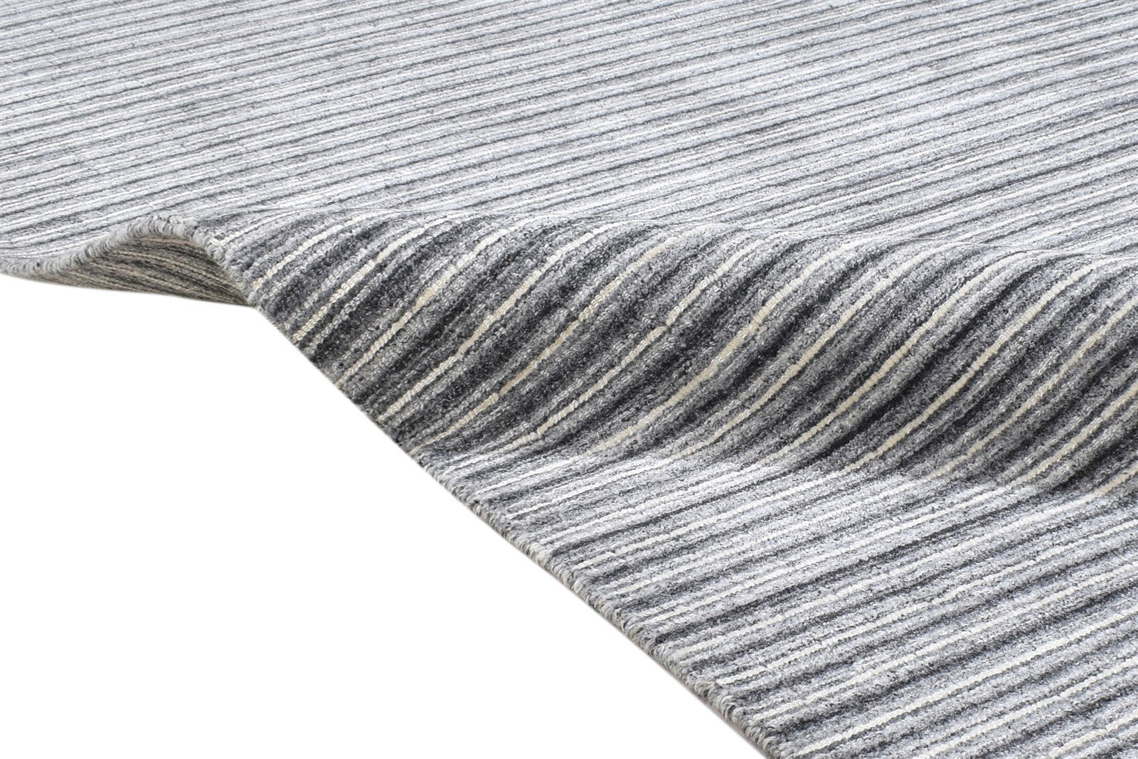 Silk Charcoal Rug 4' X 6' Modern Handloom Scandinavian Striped Room Size Carpet 