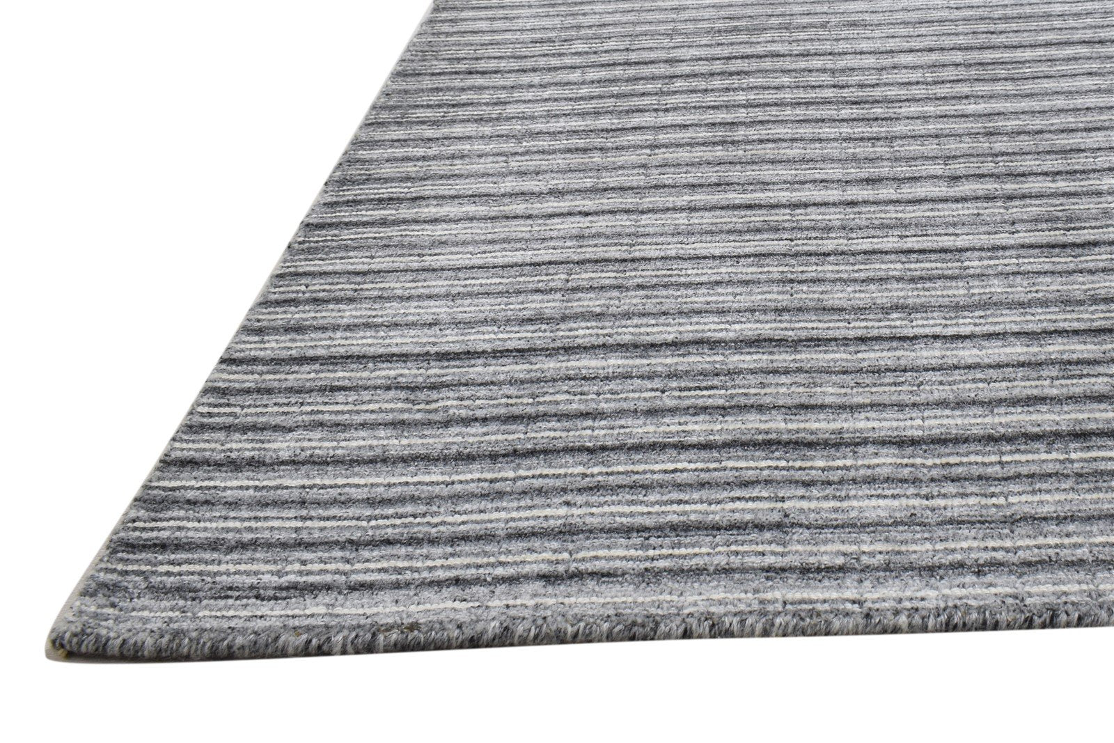 Silk Charcoal Rug 4' X 6' Modern Handloom Scandinavian Striped Room Size Carpet 