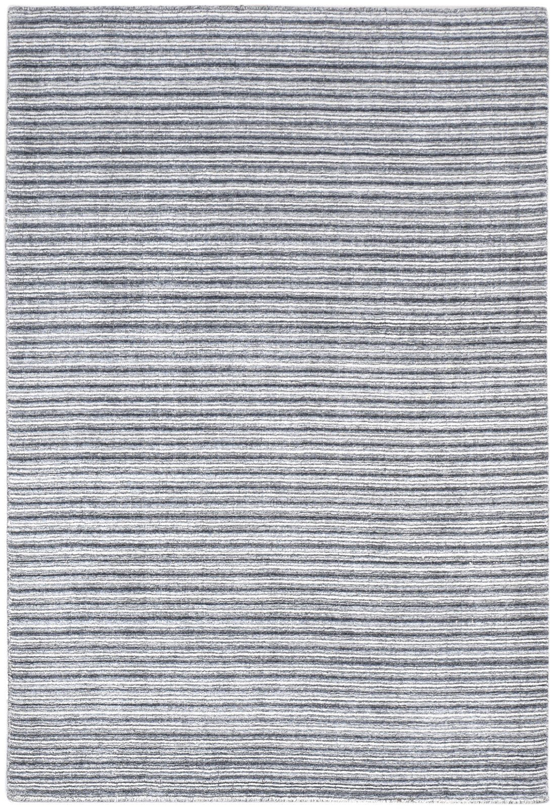 Silk Charcoal Rug 4' X 6' Modern Handloom Scandinavian Striped Room Size Carpet 