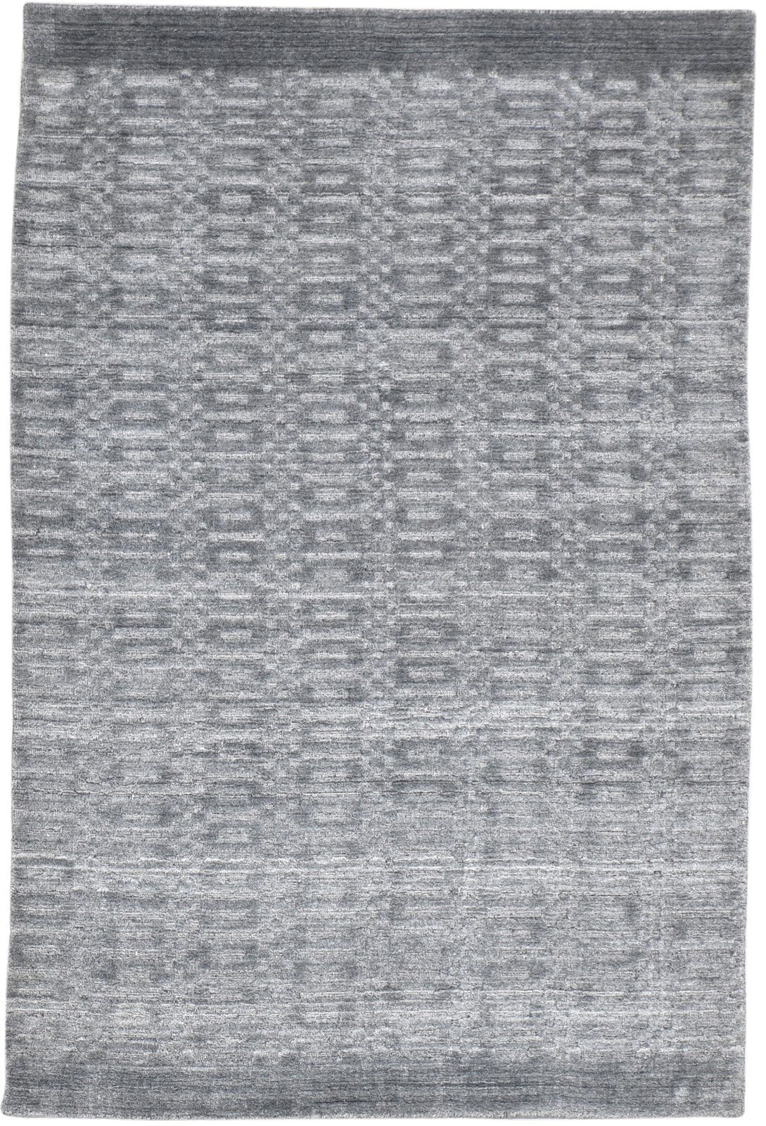 Charcoal Silk Rug 4X6 Modern Handloom Scandinavian Geometric Room Size Carpet 