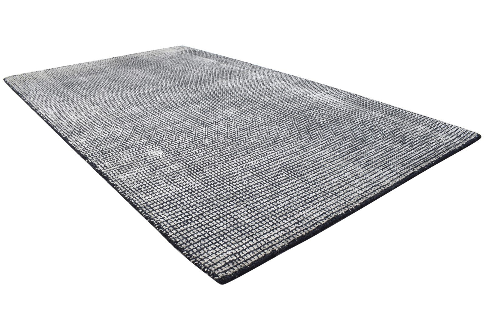 4X7 Rug Wool / Silk Charcoal Modern Handloom Scandinavian Solid Room Size 