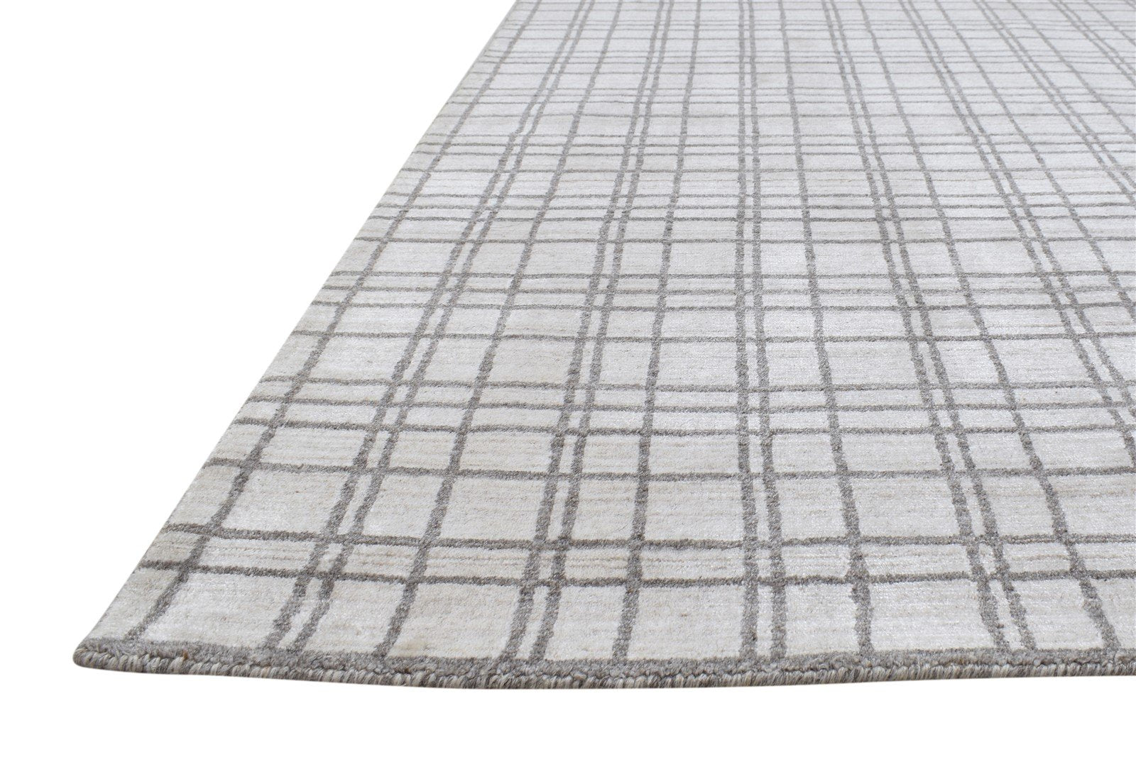 4' X 6' Rug Silk Sand Modern Handloom Scandinavian Plaids Room Size Carpet 