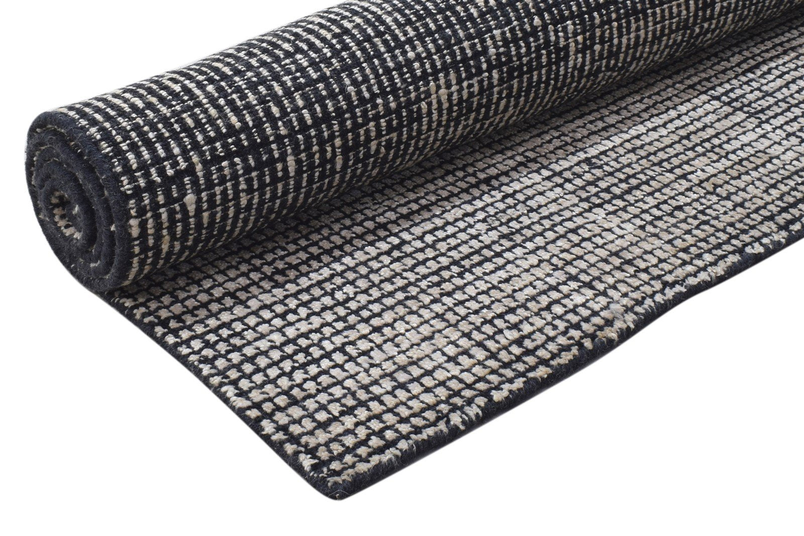 Handloom Charcoal Wool / Silk Rug 4X6 Modern Scandinavian Solid Room Size 