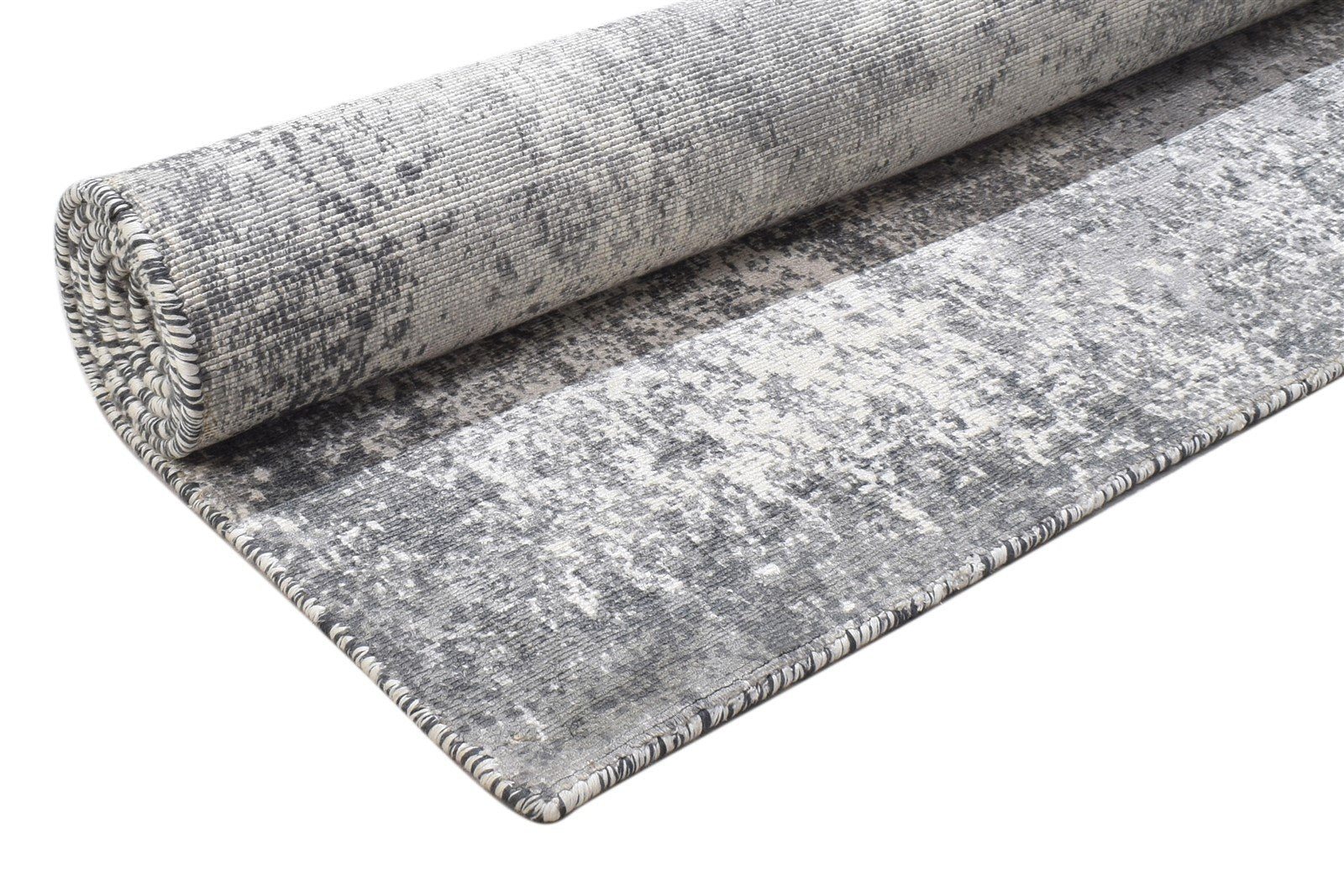 Dark Grey Silk Rug 4' X 6' Modern Handloom Indian Abstract Room Size Carpet 