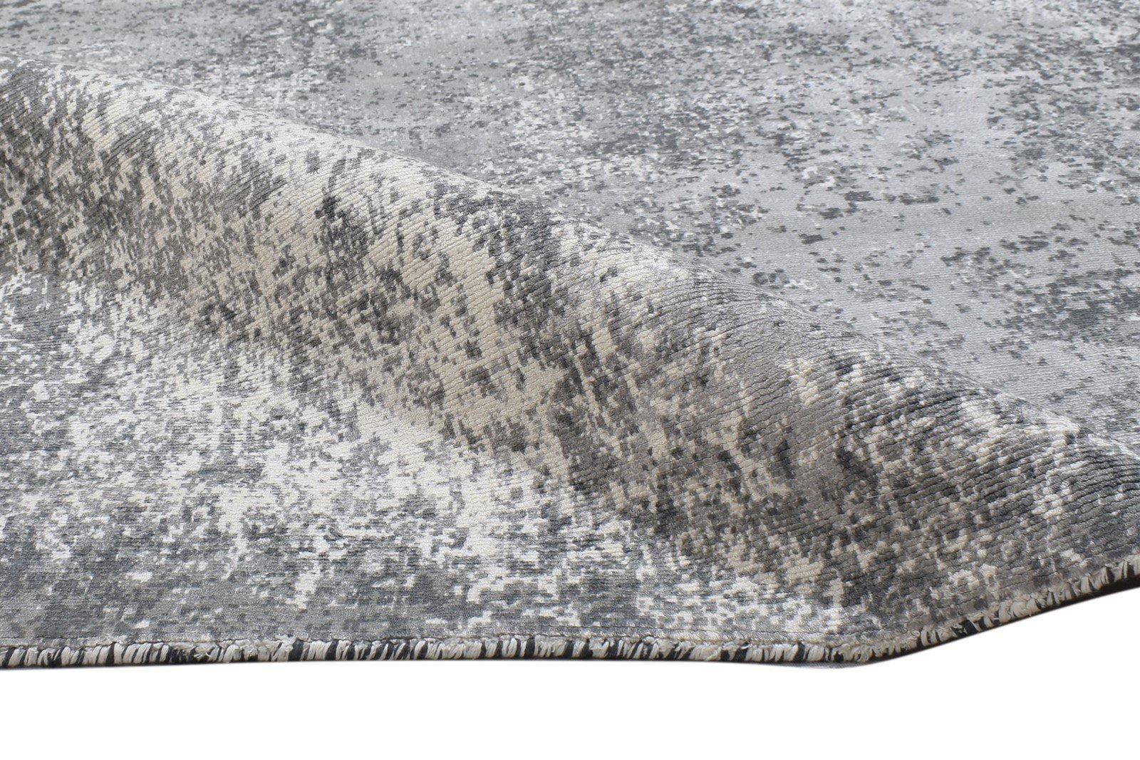 Dark Grey Silk Rug 4' X 6' Modern Handloom Indian Abstract Room Size Carpet  Area Rug 