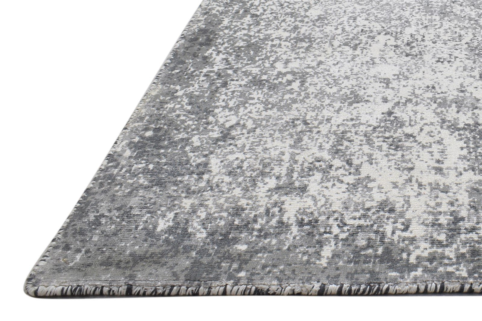 Dark Grey Silk Rug 4' X 6' Modern Handloom Indian Abstract Room Size Carpet 