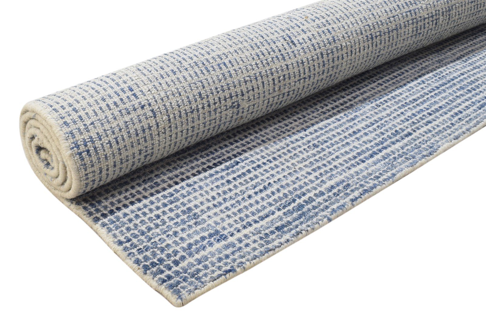 Handloom Blue Wool / Silk Rug 4X6 Modern Scandinavian Solid Room Size Carpet 