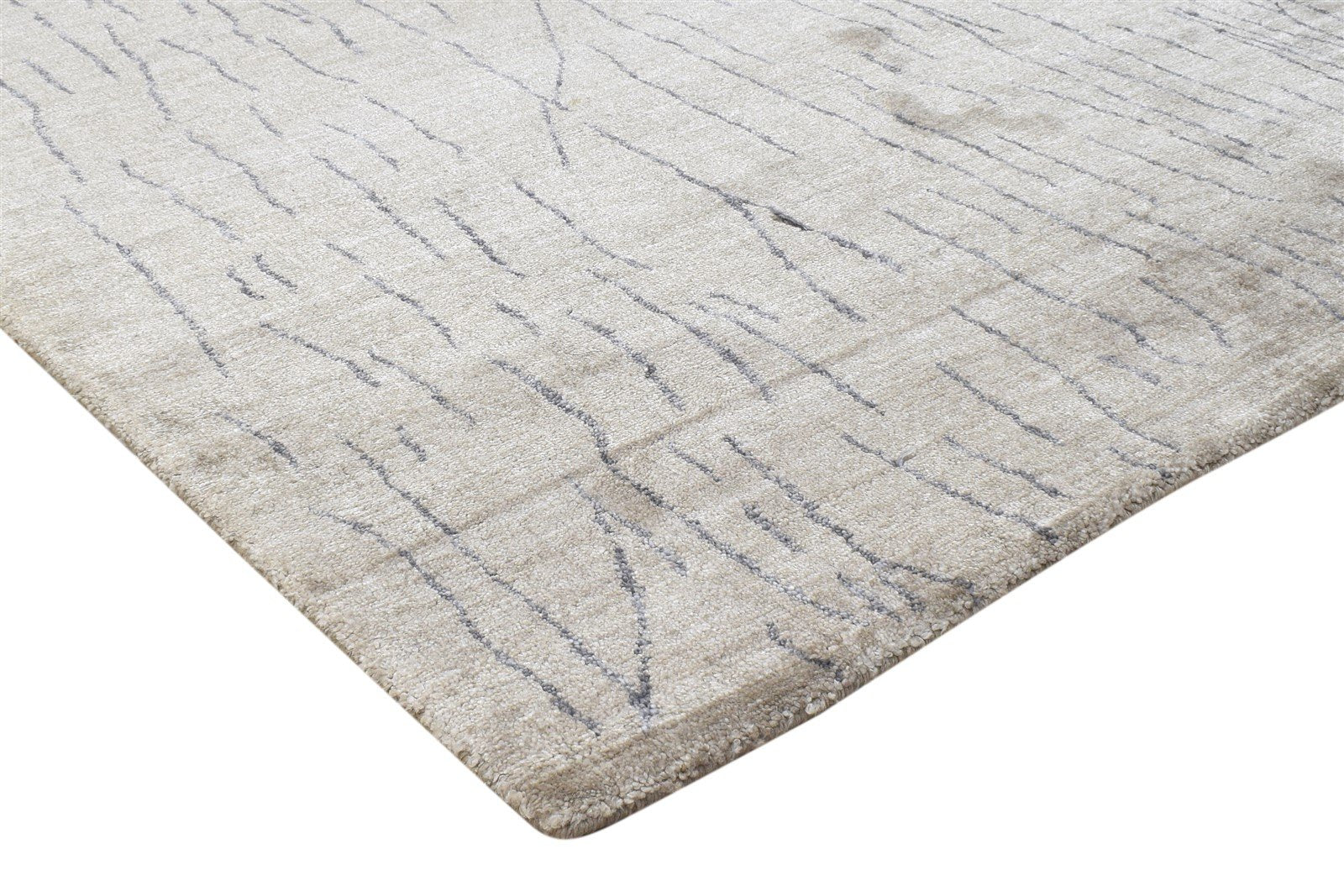 Silk Beige Rug 4' X 6' Modern Handloom Scandinavian Abstract Room Size Carpet 