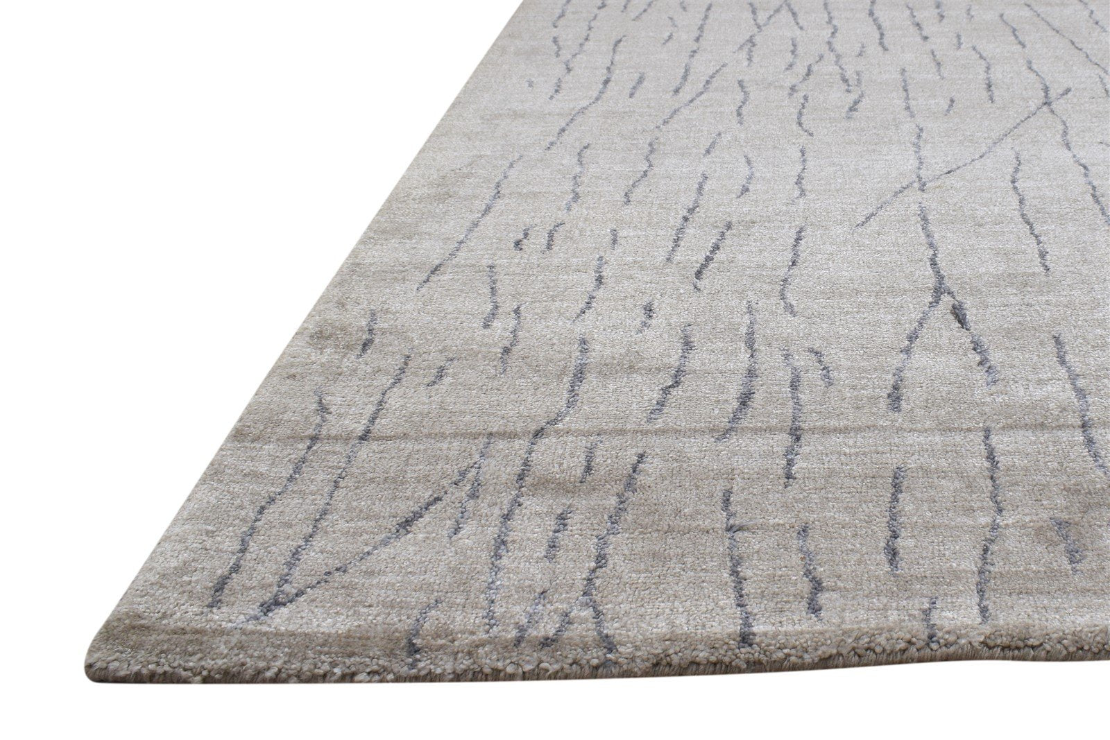 Silk Beige Rug 4' X 6' Modern Handloom Scandinavian Abstract Room Size Carpet 