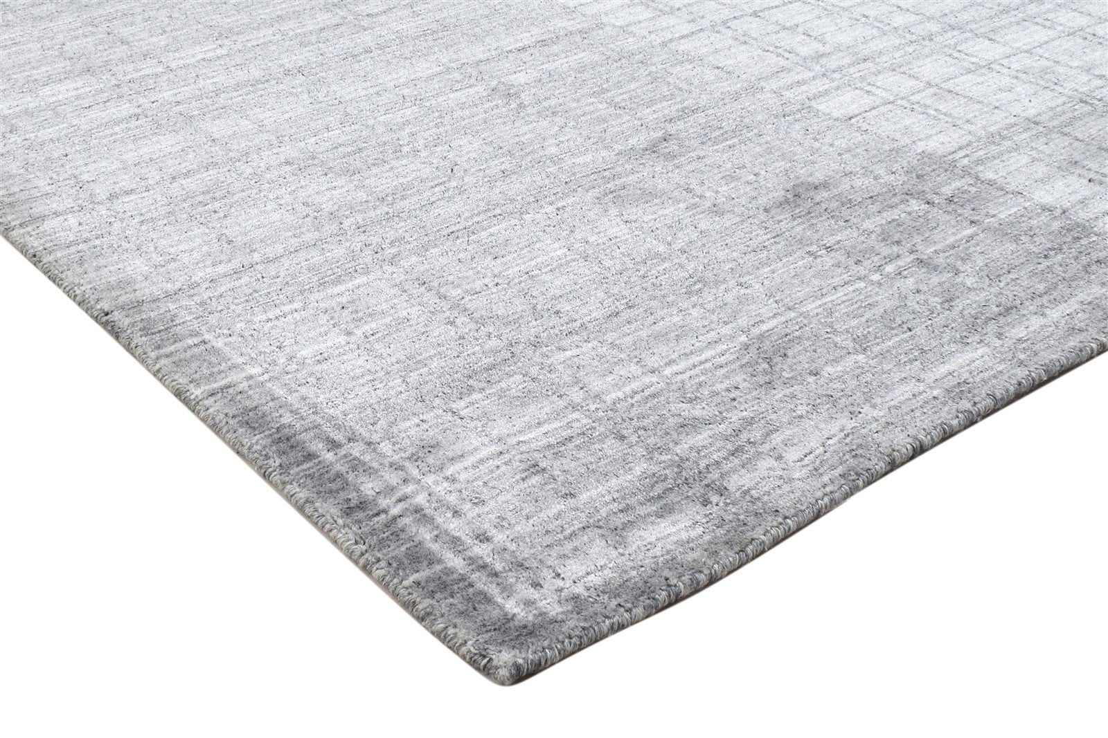 Handloom Dark Grey Silk Rug 4' X 6' Modern Scandinavian Plaids Room Size Carpet 