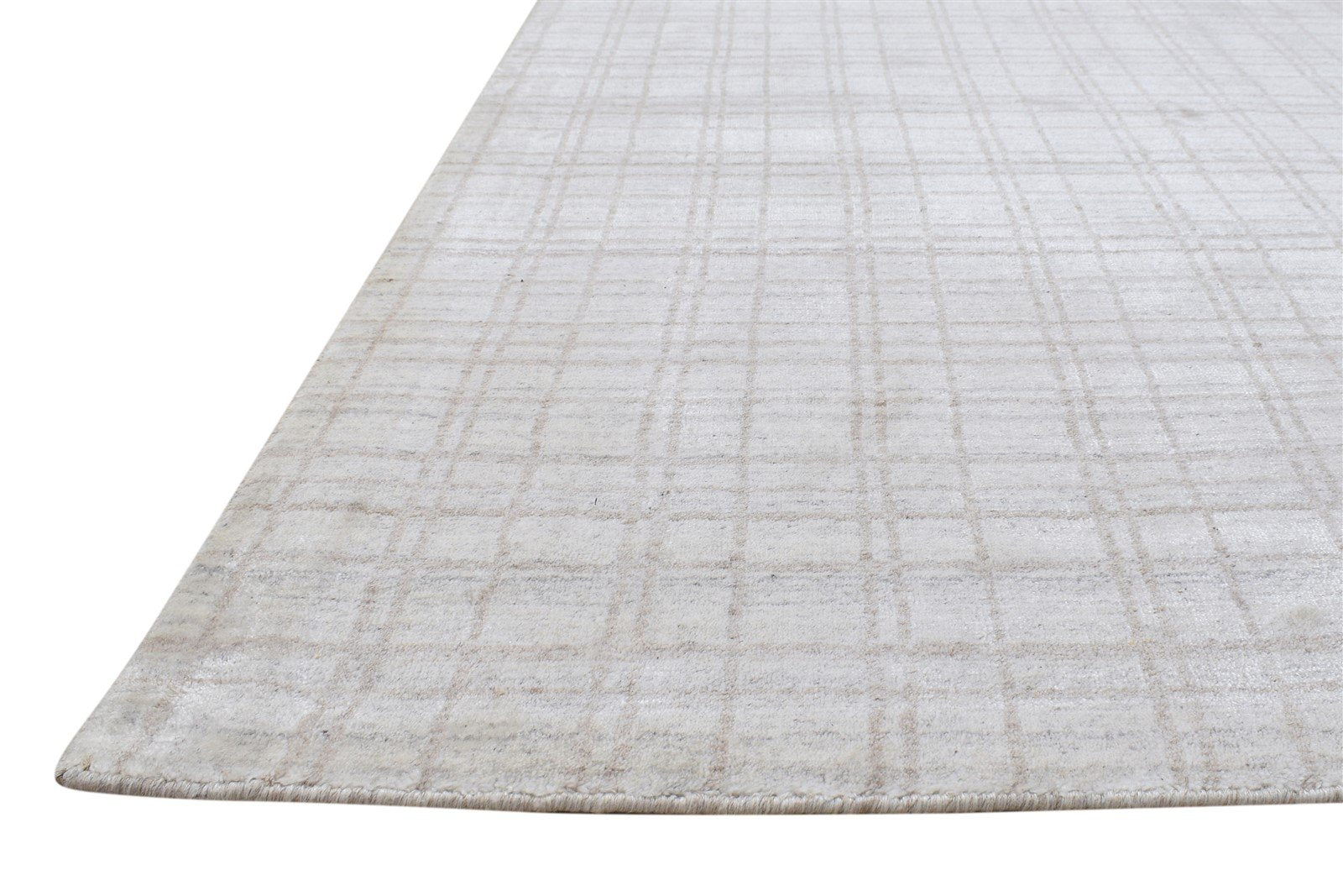 Sand Silk Rug 4' X 6' Modern Handloom Scandinavian Plaids Room Size Carpet 