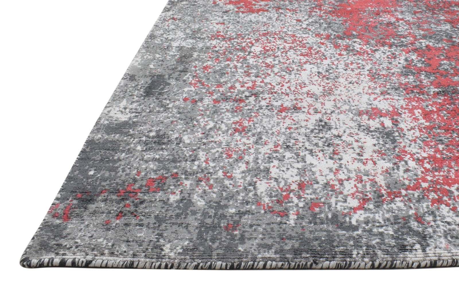 5' X 6' Rug Silk Red Modern Hand Woven Indian Abstract Room Size Carpet 