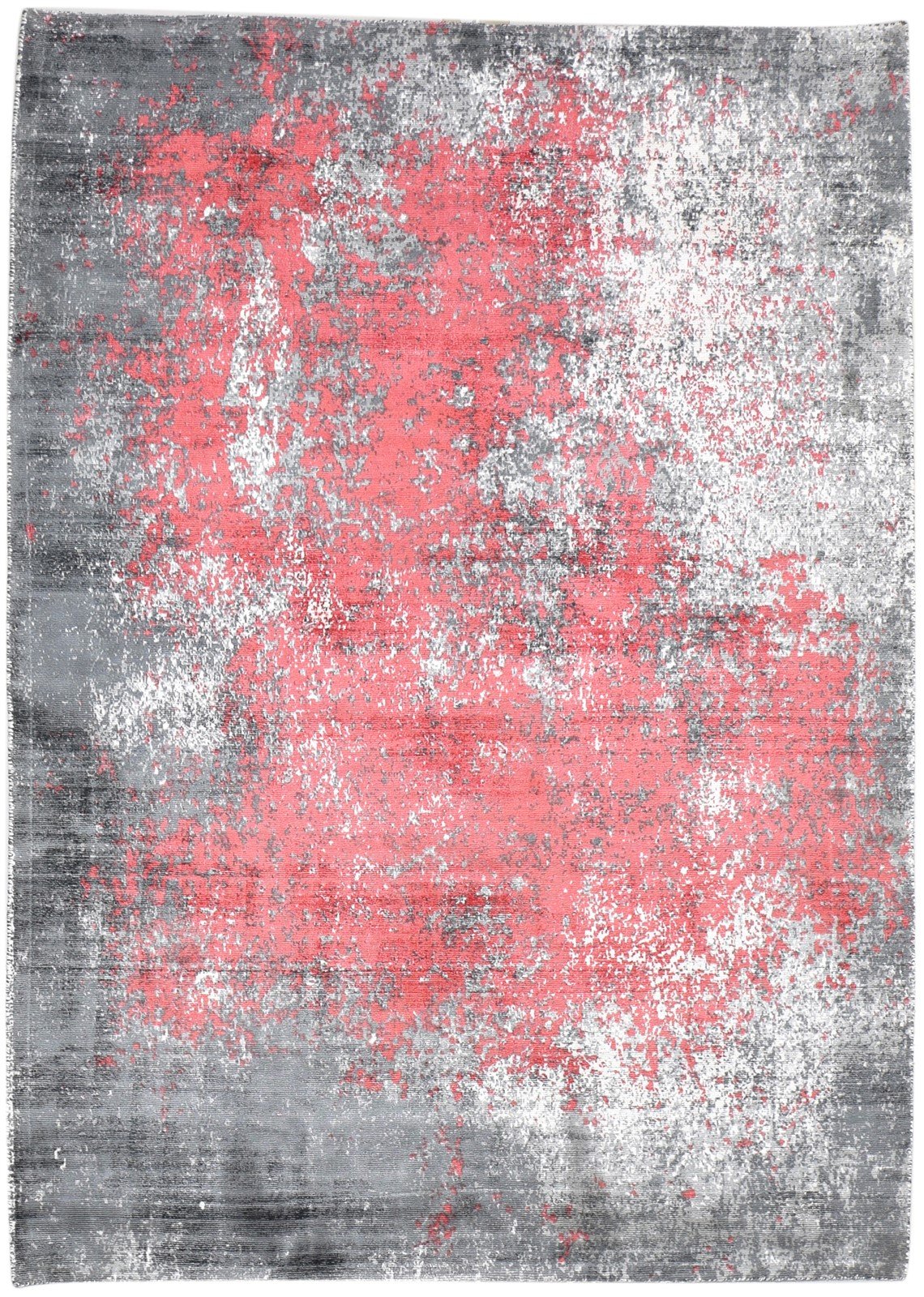 5' X 6' Rug Silk Red Modern Hand Woven Indian Abstract Room Size Carpet 