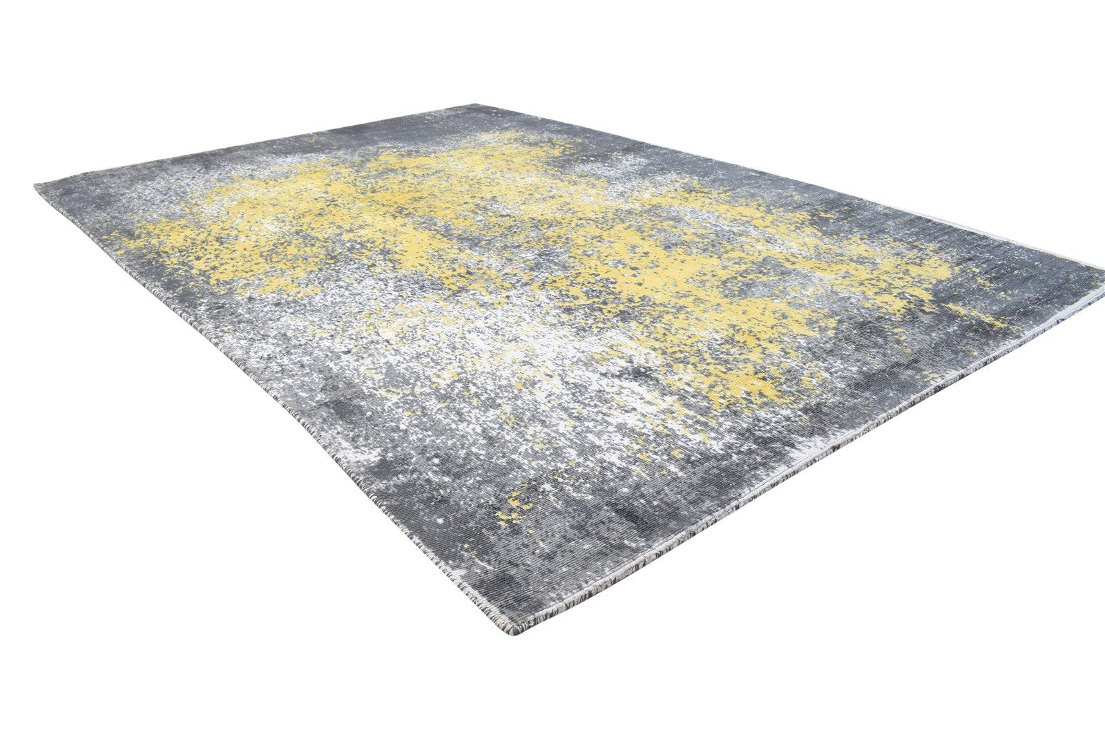 Art Silk Yellow Rug 5' X 7' Modern Hand Woven Indian Abstract Room Size Carpet 